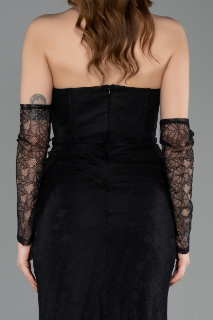 Abendkleid Lang Spitze Schwarz ABU5817