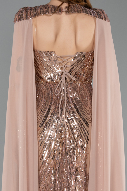Abendkleid Lang Schuppig Kupfer ABU5828