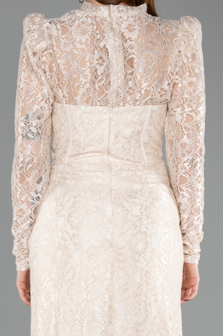 Abendkleid Lang Spitze Beige ABU5771