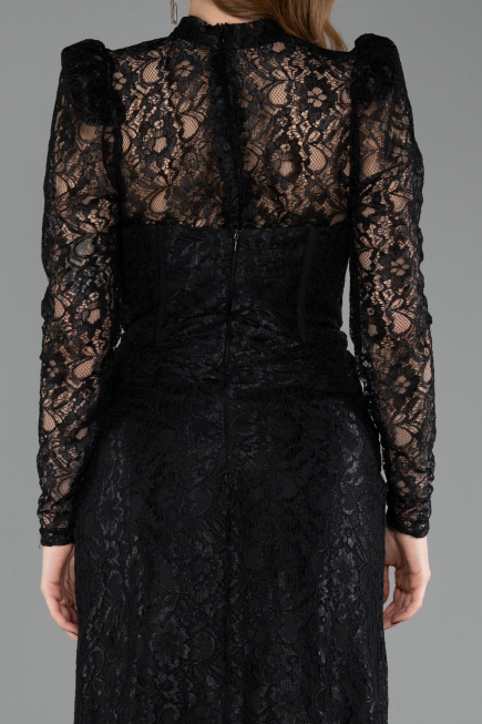 Abendkleid Lang Spitze Schwarz ABU5771