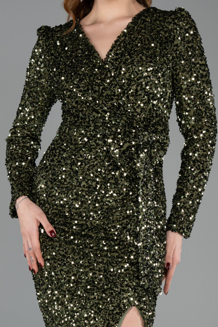 Partykleid Midi Schuppig Khaki ABK2543