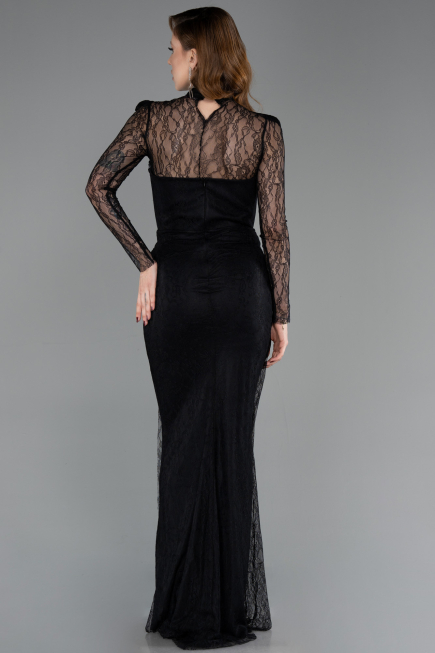 Standesamtkleid Lang Spitze Schwarz ABU5823