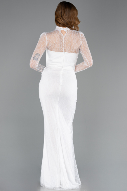 Standesamtkleid Lang Spitze Weiß ABU5823