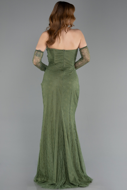 Khaki Standesamtkleid Spitze Lang ABU5603