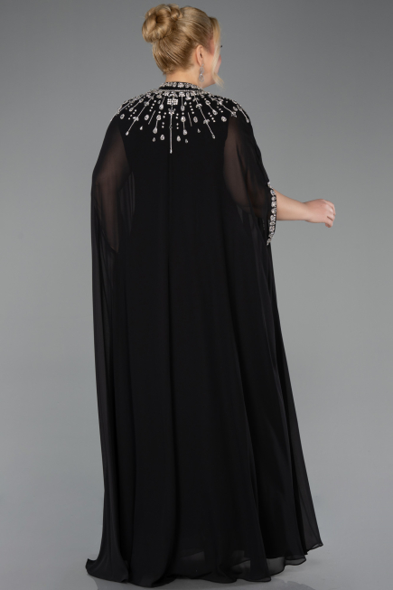 Abendkleid in Übergröße Lang Chiffon Schwarz ABU5845