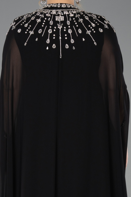 Abendkleid in Übergröße Lang Chiffon Schwarz ABU5845