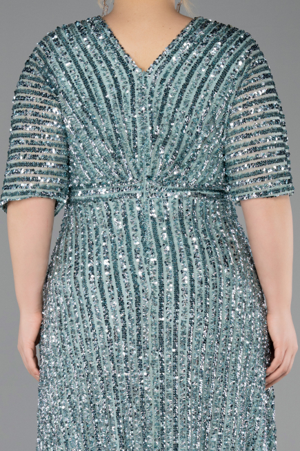 Abendkleid in Übergröße Lang Schuppig Minzgrün ABU5846