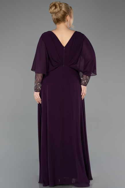 Abendgarderobe in Großen Größen Lang Chiffon Violette ABU5850