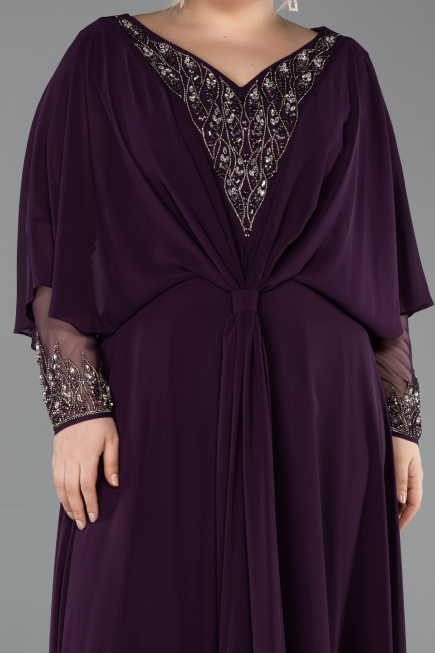 Abendgarderobe in Großen Größen Lang Chiffon Violette ABU5850