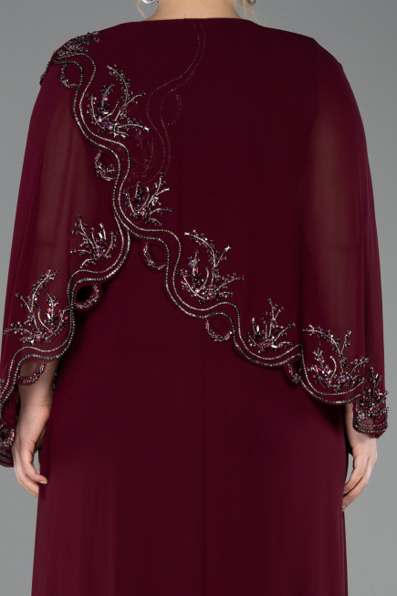 Abendkleid in Übergröße Lang Chiffon Pflaume ABU5852
