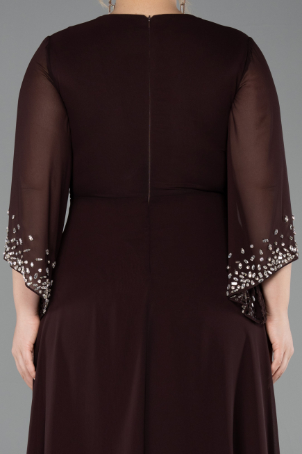 Abendgarderobe in Großen Größen Lang Chiffon Braun ABU5853