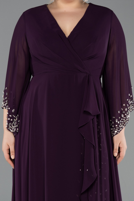 Abendgarderobe in Großen Größen Lang Chiffon Violette ABU5853