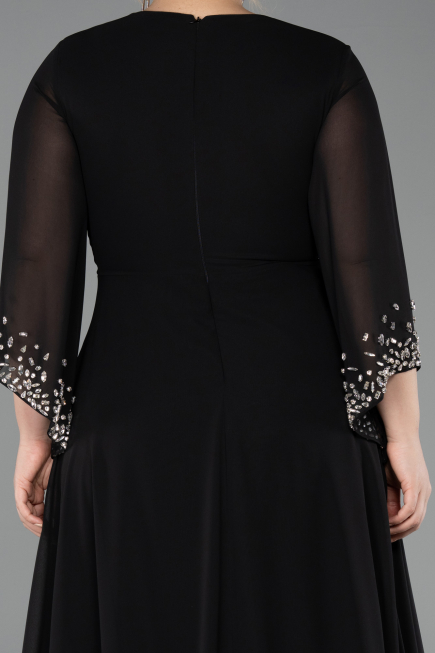 Abendgarderobe in Großen Größen Lang Chiffon Schwarz ABU5853
