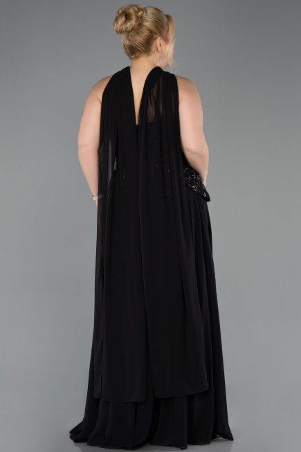 Abendgarderobe in Großen Größen Lang Chiffon Schwarz ABU5855