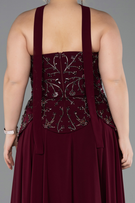 Kirschrot Abendgarderobe İn Großen Größen Chiffon Lang ABU5855