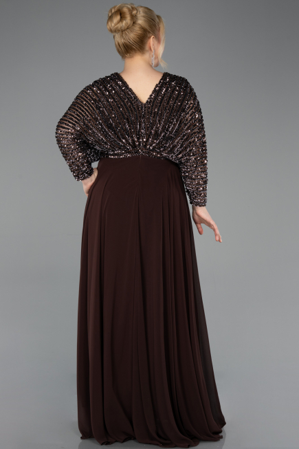Kleider in Großen Größen Lang Chiffon Braun ABU5859