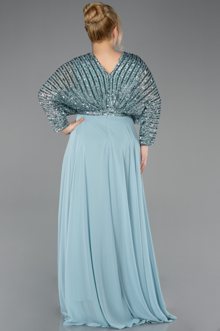 Kleider in Großen Größen Lang Chiffon Minzgrün ABU5859