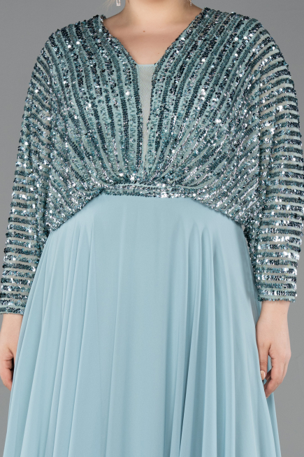 Kleider in Großen Größen Lang Chiffon Minzgrün ABU5859