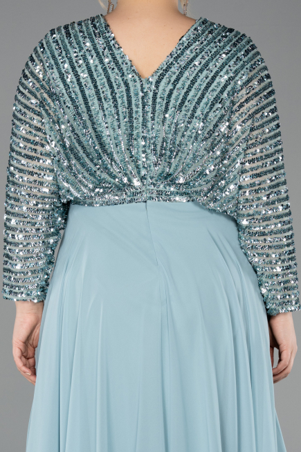 Kleider in Großen Größen Lang Chiffon Minzgrün ABU5859