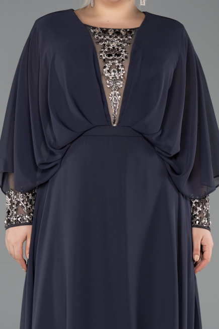 Kleider in Großen Größen Lang Chiffon Anthrazit ABU5860