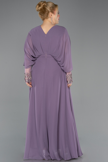 Kleider in Großen Größen Lang Chiffon Lila ABU5860
