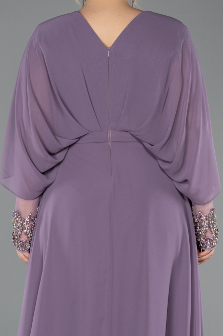 Kleider in Großen Größen Lang Chiffon Lila ABU5860
