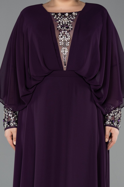 Kleider in Großen Größen Lang Chiffon Pflaume ABU5860