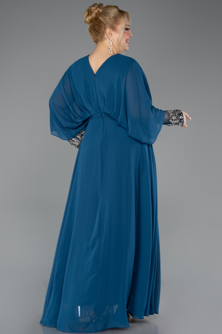 Kleider in Großen Größen Lang Chiffon Petrolgrün ABU5860