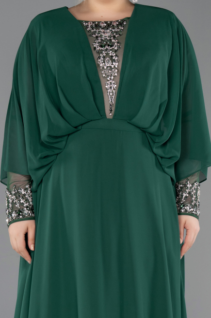 Kleider in Großen Größen Lang Chiffon Smaragdgrün ABU5860