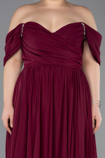 Kirschrot Abendgarderobe İn Großen Größen Chiffon Lang ABU3738