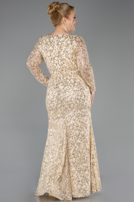 Abendkleid in Übergröße Lang Schuppig Gold ABU5871