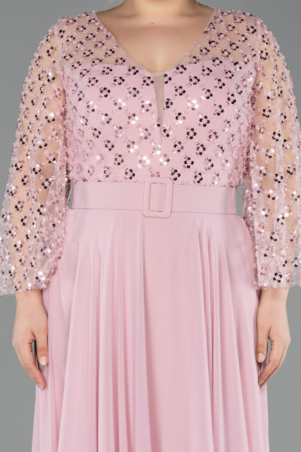 Abendkleid in Übergröße Lang Chiffon Puder ABU5875
