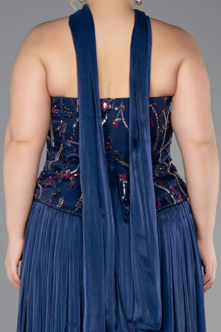 Abendkleid in Übergröße Lang Chiffon Marineblau ABU5793