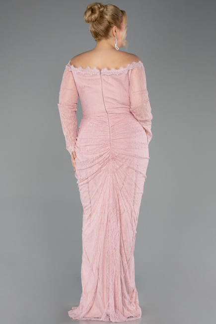 Abendkleid in Übergröße Lang Spitze Puder ABU5880