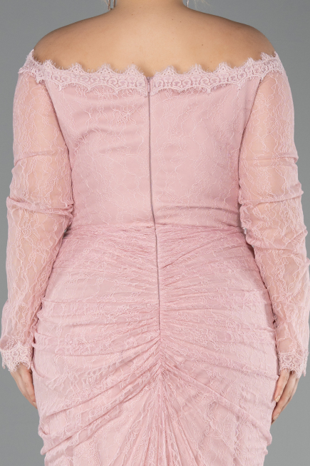 Abendkleid in Übergröße Lang Spitze Puder ABU5880