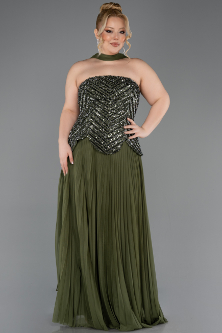 Abendkleid in Übergröße Lang Khaki ABU5856