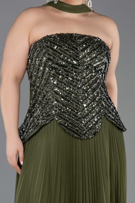 Abendkleid in Übergröße Lang Khaki ABU5856