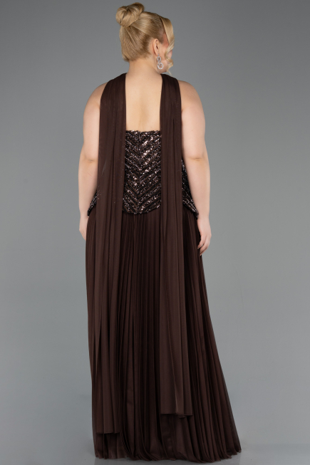 Abendkleid in Übergröße Lang Braun ABU5856