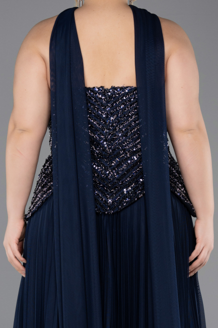 Abendkleid in Übergröße Lang Marineblau ABU5856