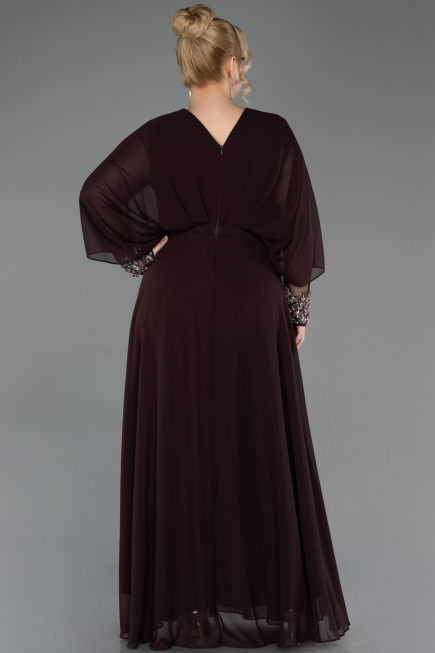 Kleider in Großen Größen Lang Chiffon Braun ABU5860