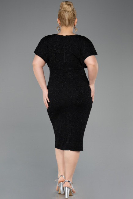 Abendkleid in Übergröße Midi Schwarz ABK2535