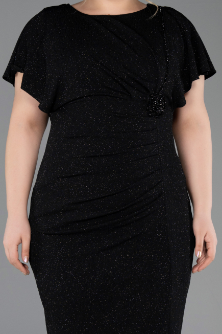 Abendkleid in Übergröße Midi Schwarz ABK2535