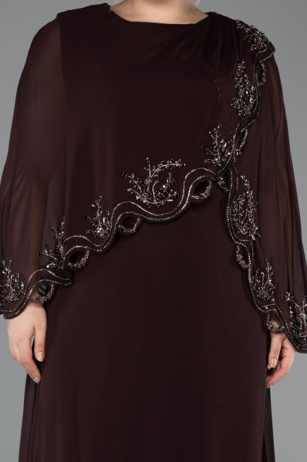 Abendkleid in Übergröße Lang Chiffon Braun ABU5852