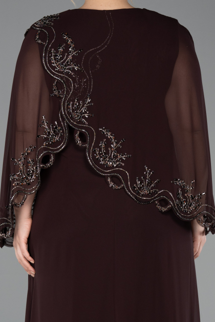 Abendkleid in Übergröße Lang Chiffon Braun ABU5852