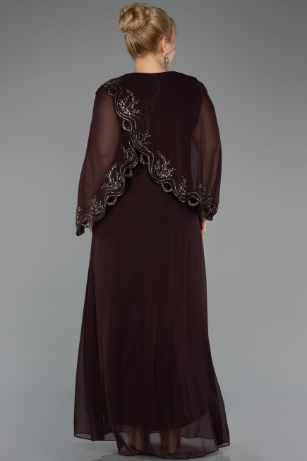 Abendkleid in Übergröße Lang Chiffon Braun ABU5852