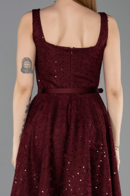 Abendkleid Midi Spitze Weinrot ABK2549