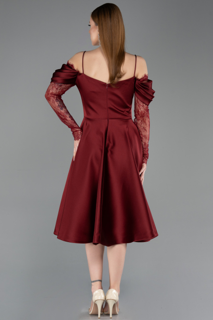 Partykleid Midi Satin Weinrot ABK2552
