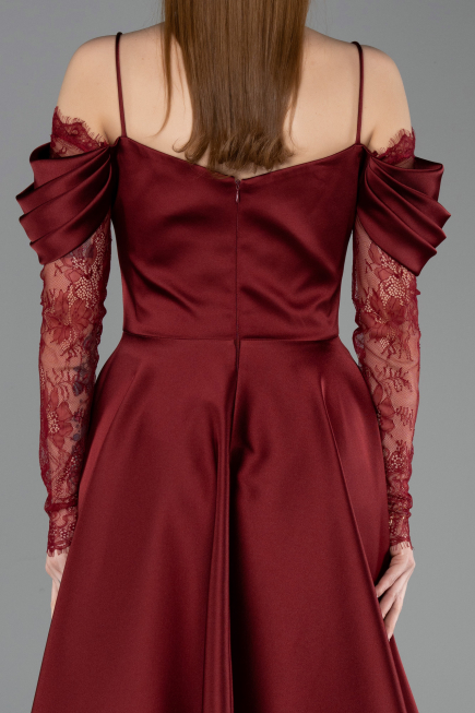 Partykleid Midi Satin Weinrot ABK2552