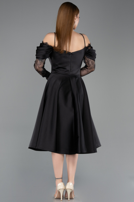 Partykleid Midi Satin Schwarz ABK2552