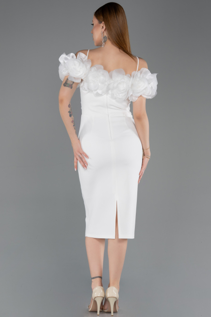 Partykleid Midi Weiß ABK2553